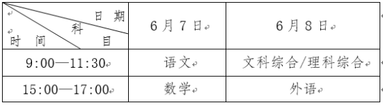 2015年广西高考考试科目及时间安排