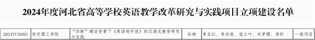 我校英语教改项目获河北省高等学校英语教学改革研究与实践项目立项